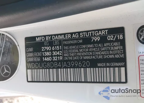 2018 Mercedes-Benz S 560 z USA, uszkodzony, nr VIN WDDUG8DB4JA399620